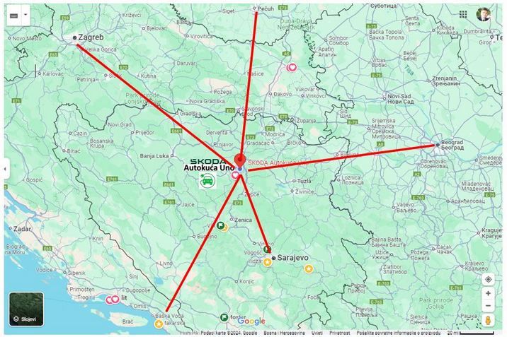 Lokacija uno u regionu